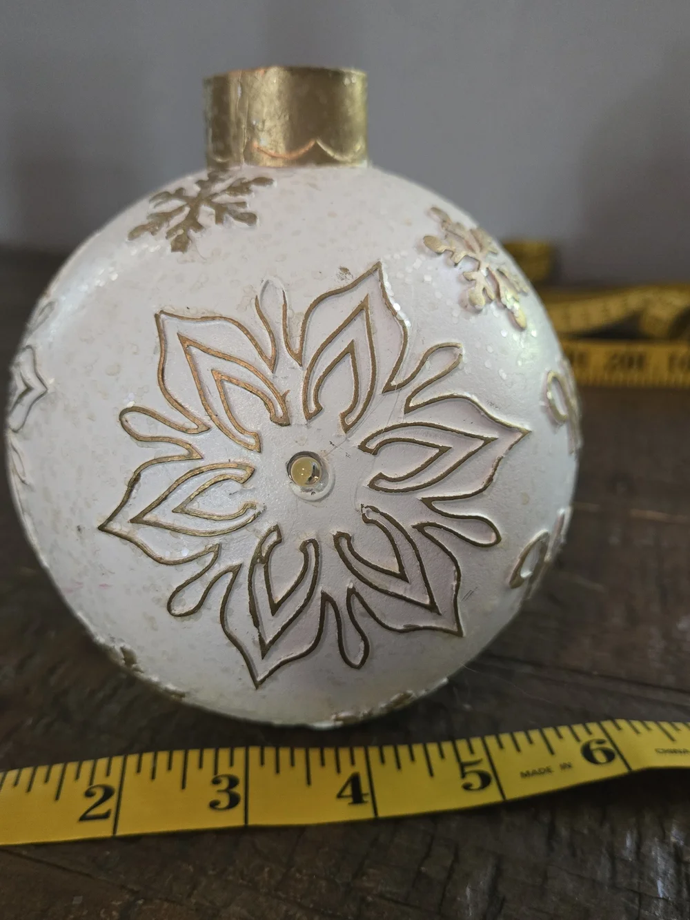 Light Up Happy Holidays Christmas Ornament Decor White Gold Glitter 5